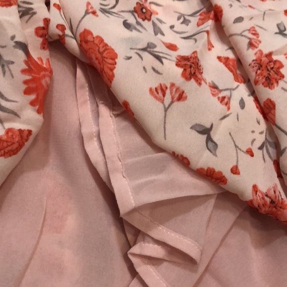 Drawstring Floral Print Long Sleeve Babydoll Dress - Picture 5 of 5